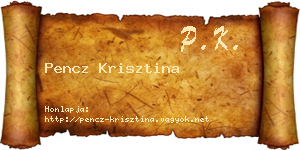 Pencz Krisztina névjegykártya